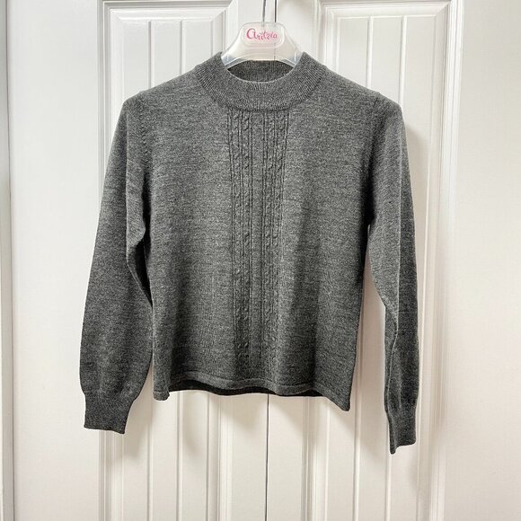 Vintage Camela Wool Knit Mockneck Sweater Grey- M - Picture 1 of 11